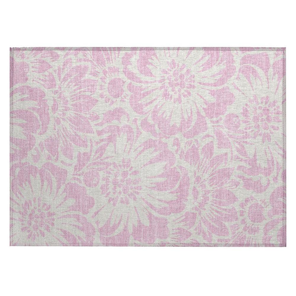 Pink and Ivory 2 ft. x 3 ft. Woven Floral Rectangle Indoor/Outdoor Area Rug price history on PriceWatchPro