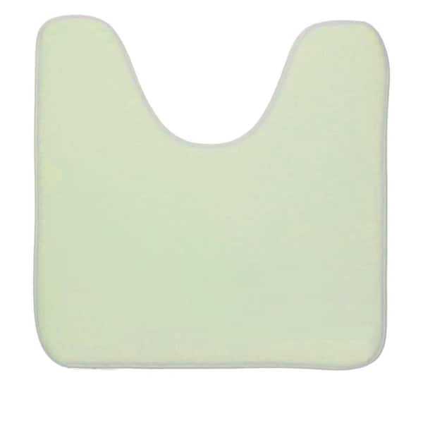 Unbranded Almond Green 20 in. x 20 in. Solid Color Microfiber Contour Bath Mat