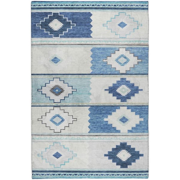 Dream Shag Premium Machine Washable Abstract ADS176 Blue 9 ft. x 12 ft. Area Rug