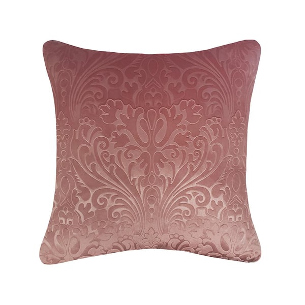 Coral Chevron Velvet 20 in. X 20 in. Throw Pillow