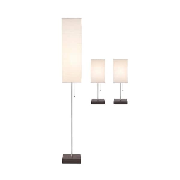 Table Lamps With Paper Shade Combo Set, Combo Floor Lamp Set