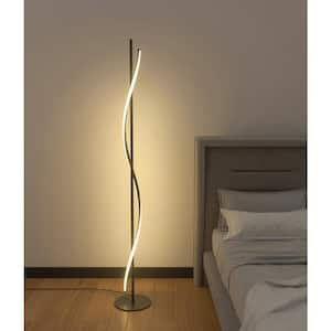 Dante 60 in. Matte Black 1-Light Dimmable Standard Floor Lamp