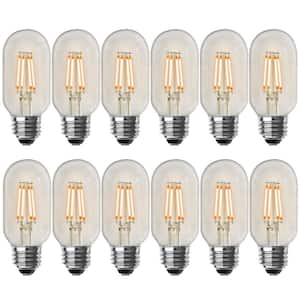 40-Watt Equivalent T14 Dimmable Straight Filament Clear Glass E26 Vintage Edison LED Light Bulb, Warm White (12-Pack)