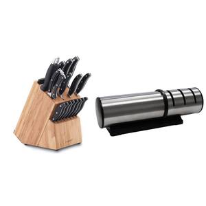 Essentials 20-Piece Stainless Steel Cutlery and Block Set with Sharpener