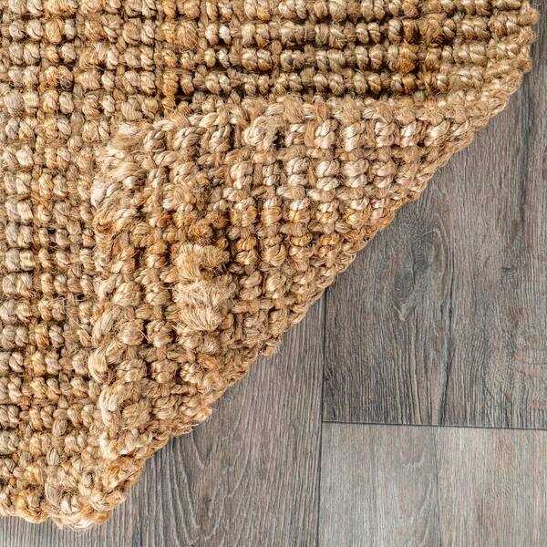 nuLOOM Ashli Solid Jute Natural 9 ft. x 12 ft. Living Room/Bedroom