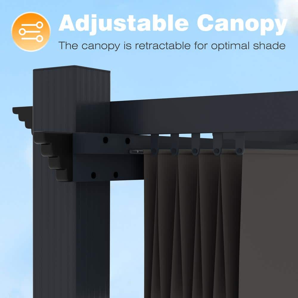 Gray Aluminum 12' x 16' Pergola with Retractable Canopy