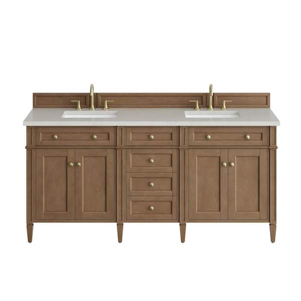 Brittany 72.0 in. Double Bath Vanity in Pecan with Siberian Silestone Low Silica Surface Top