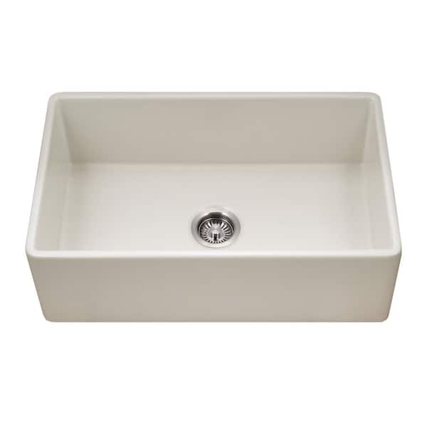 Houzer Platus 30 in. Biscuit Fireclay Apron Front Farmhouse Single Bowl Kitchen Sink - PTS-4118 BQ