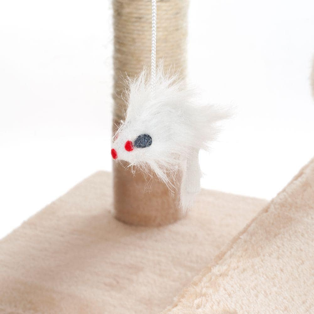 Beige 5.5-Foot 8-Tier Sisal Cat Tower with Condos and Ladder