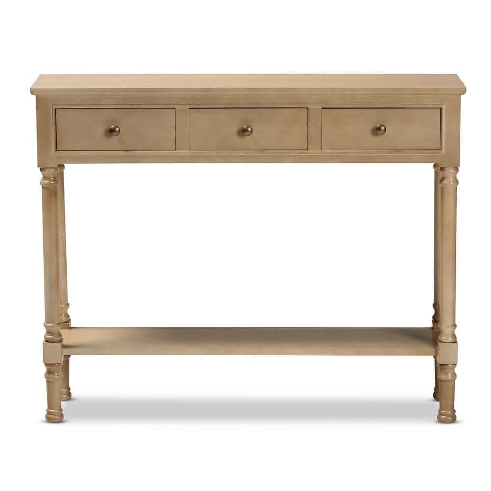 Oak Brown 3-Drawer Wood Entryway Console Table