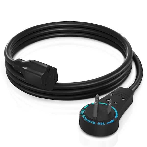 5 ft. 16 / 3 Light Duty Indoor Extension Cord With 360° Rotating Flat Plug 13 Amp Black