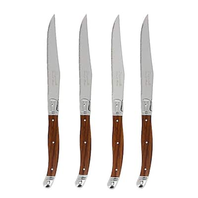 GRANITESTONE Nutri Blade 5 in. Blade High Grade Stainless Steel Serrated  Edge Full Tang Steak Knives in Black (Set of 6) 7900 - The Home Depot