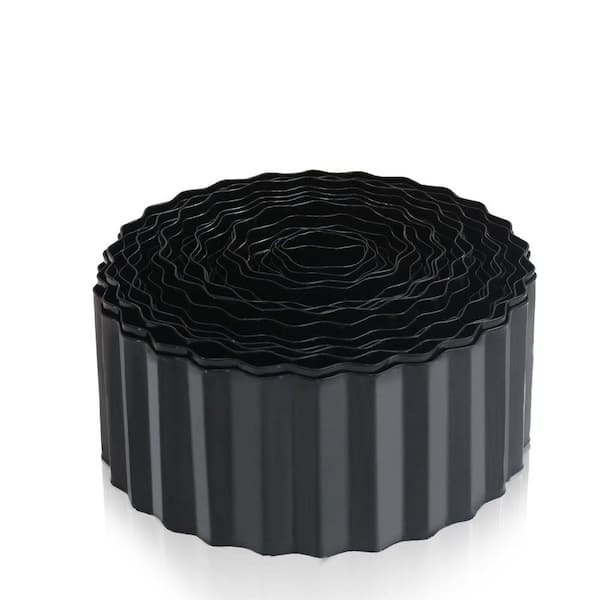 4 in. H x 600 in. L x 0.01 in. W Metal Corrugated Garden Edging for DIY Flower Beds, Flexible Bender Border, Black