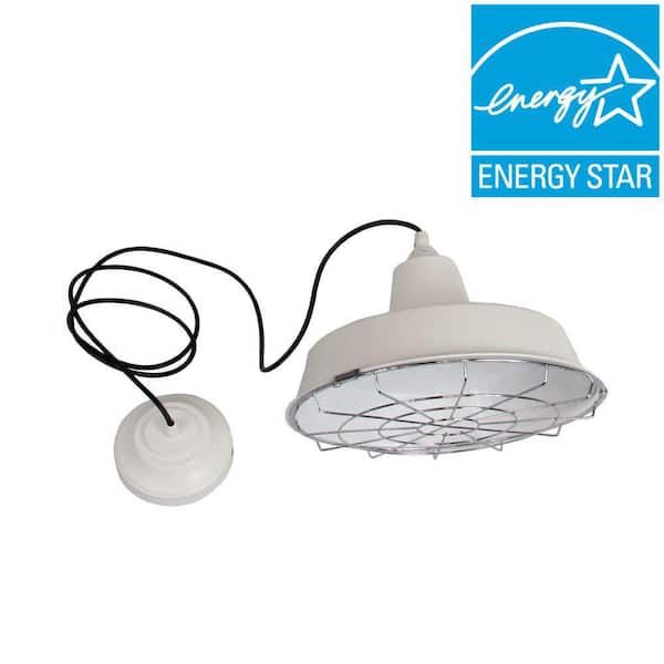 Commercial Electric 1-Light White LED Utility Pendant