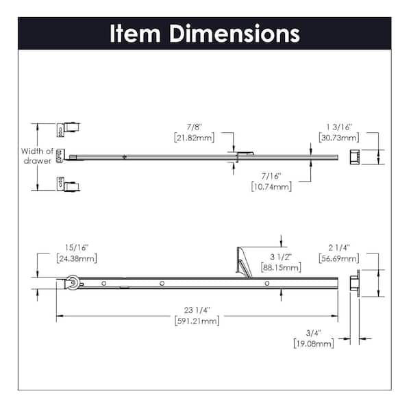 23-5/16 in. Multiple Length Bottom Mount Mono Rail Drawer Slide (1-Pack) 23-5/16 in. Multiple Length Bottom Mount Mono Rail Drawer Slide (1-Pack)