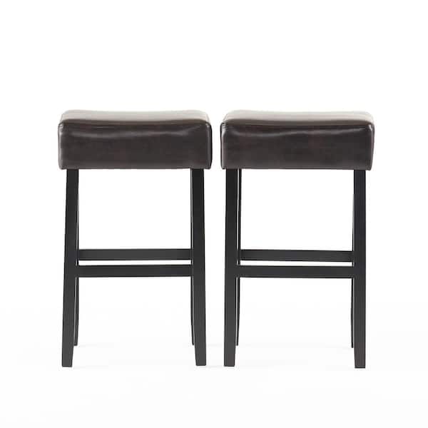 Noble House Lopez 30 in. Brown Backless Bar Stool (Set of 2)