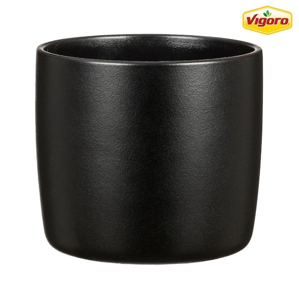 Vigoro 8.3 in. x 8.3 in. D x 7.5 in. H Eliana Medium Black Ceramic Po