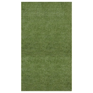 Evergreen Collection Waterproof Solid Indoor/Outdoor(6 ft. 6in.x 40 ft.)7 ft. x 40 ft. Green Artificial Grass Runner Rug