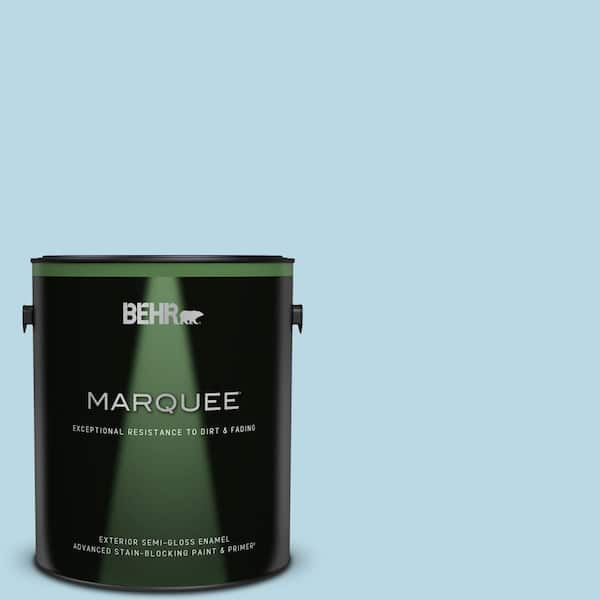 BEHR MARQUEE 1 gal. #M490-1 Breezy Blue Semi-Gloss Enamel Exterior Paint & Primer