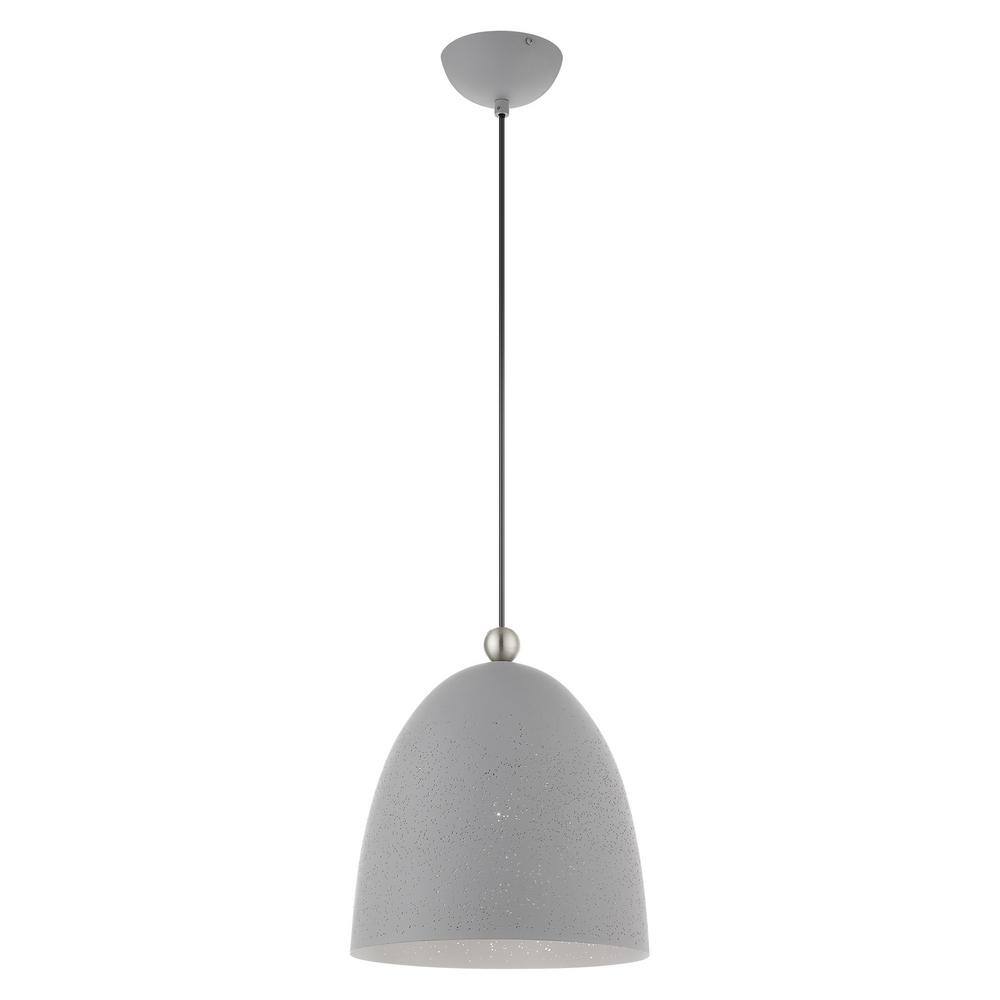 Nordic Gray Crystal Pendant with Brushed Nickel Accents