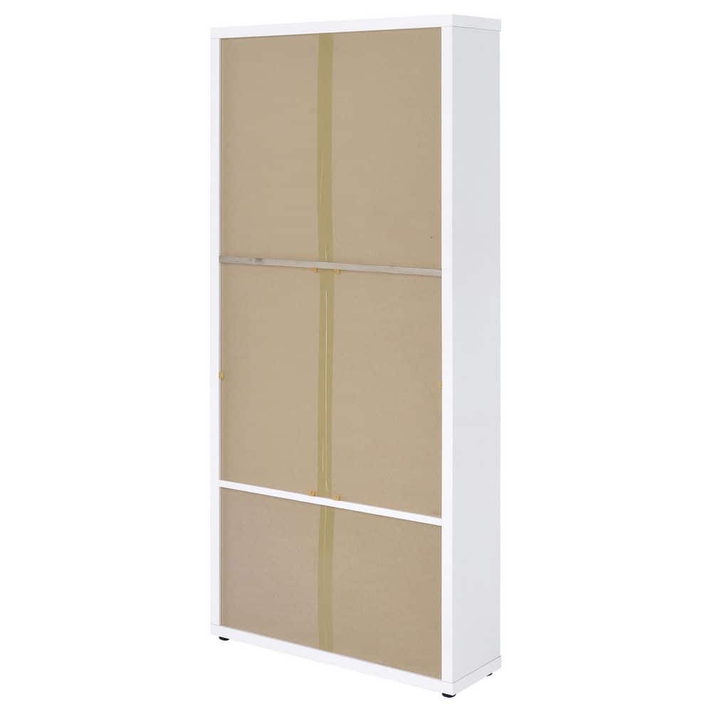White and Light Brown Glass Door Curio Cabinet with Drawers