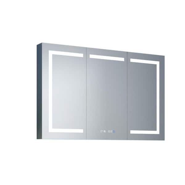 48 in. W x 32 in. H Rectangular Silver Aluminum Surface/Recessed Mount LED Medicine Cabinet with Mirror