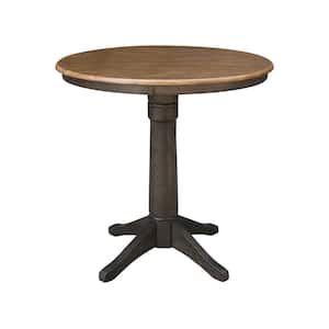 Hickory / Coal 36 in. Round Solid Wood Counter Height Dining Table