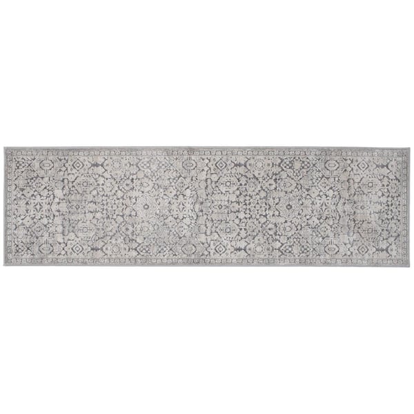 Skyline Floral Gray 2 ft. x 7 ft. Rectangle Indoor Runner Rug