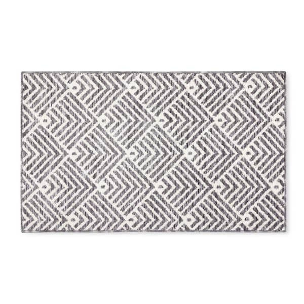 Town & Country Living Everyday Walker Modern Diamond Beige 24 in. x 72 in. Machine Washable Runner Kitchen Mat