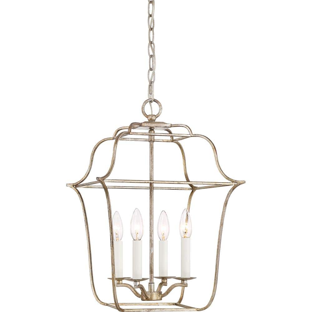 Century Silver Leaf 4-Light Lantern Chandelier