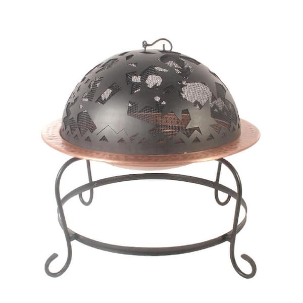 Unbranded 32 in. Dia Round Star Cutout Hammered Fire Pit
