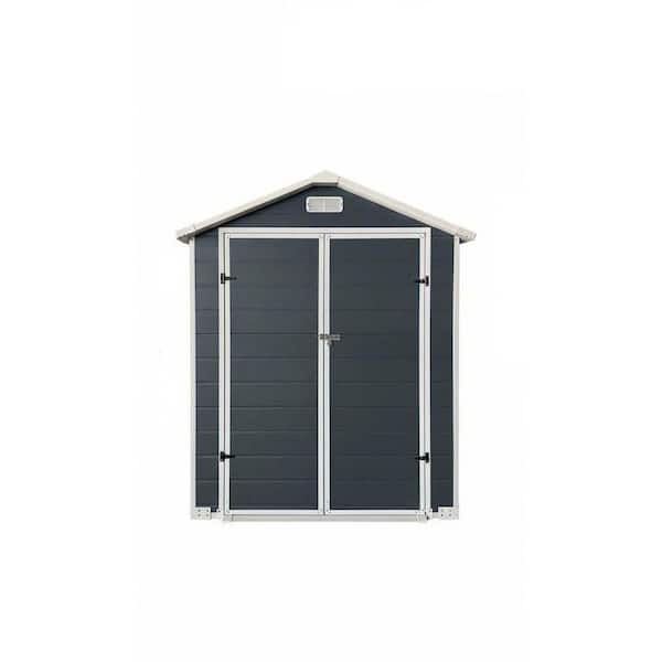 6 ft. W x 6 ft. D Gray Resin Shed with Floor and Lockable Door (36 sq. ft.)