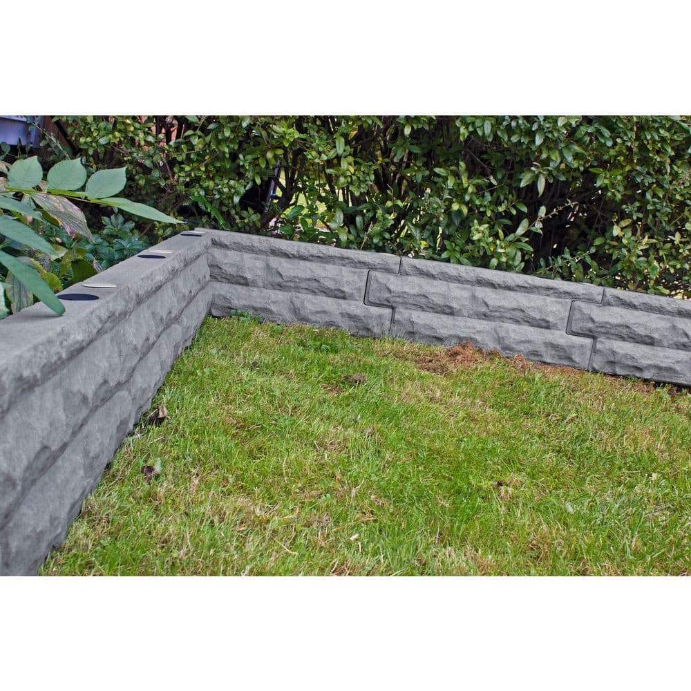 Dark Granite 2-Foot Stone Landscape Border Wall