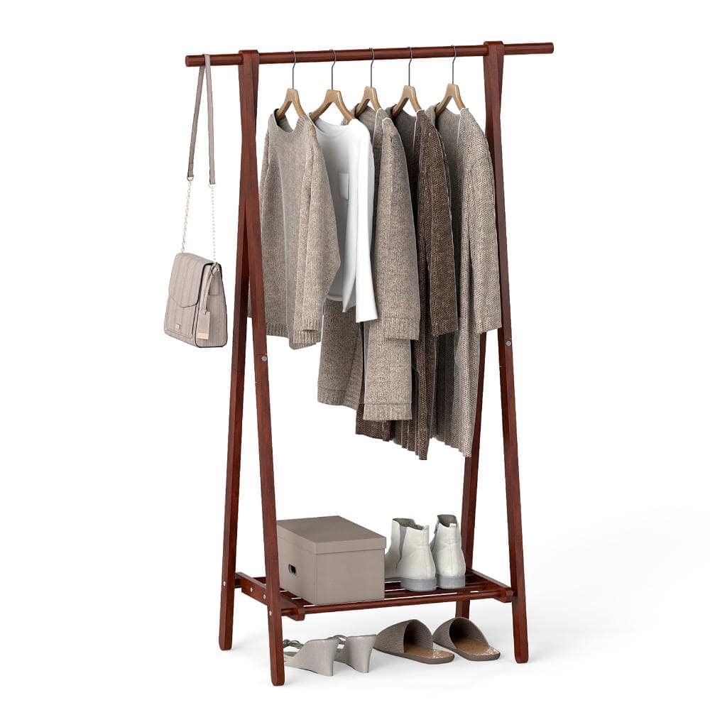 Folding Rubber Wood Clothes Hanging Rack A-Frame Garment Rack with Bottom Storage Shelf 7 in. Clearance price history on PriceWatchPro