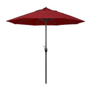 9 ft. Black Aluminum Market Patio Umbrella Auto Tilt in Red Pacifica Premium