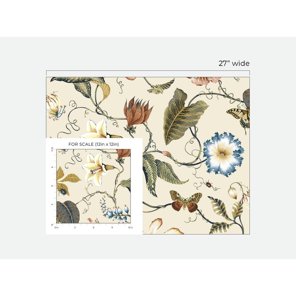 Alabaster Floral Peel and Stick Vinyl Wallpaper Roll