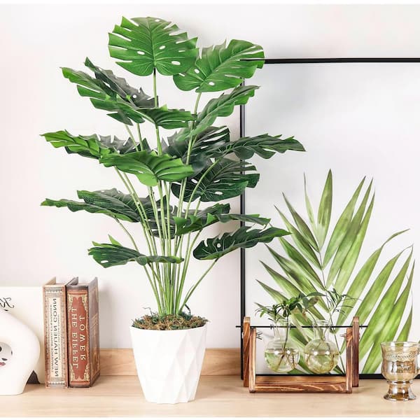 Unbranded 28 in. Tall Fake Plants Monstera Potted Plants L0D3QJ85Y2