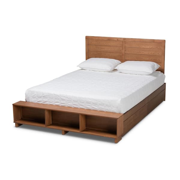 Baxton Studio Alba Ash Walnut Full Platform Storage Bed