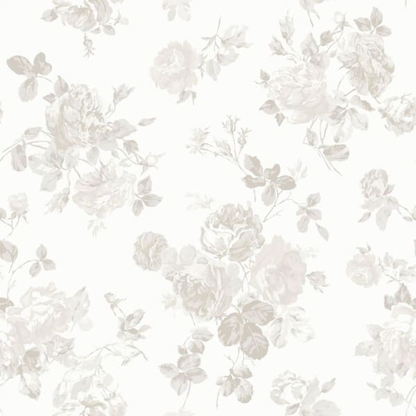 Everblooming Rosettes Dove Grey Peel and Stick Wallpaper Sample