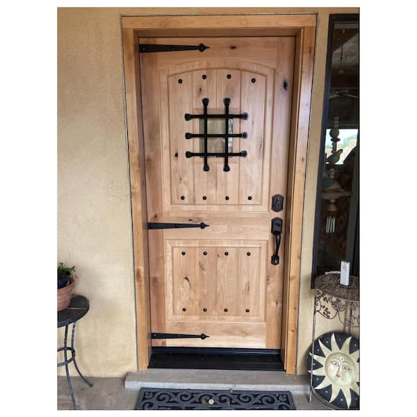 Krosswood Doors 44 in. x 96 in. Mediterranean Alder Sq Clear Low-E  Unfinished Wood Right-Hand Prehung Front Door with Left Half Sidelite  PHED.KA.300V.26.80.134.RH-M1-1.1LSL - The Home Depot