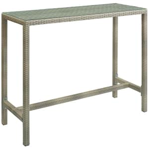 Conduit Wicker Outdoor Bar Height Outdoor Dining Table in Light Gray