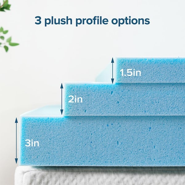 Zinus 2 in. Medium No Pocket Gel Memory Foam King Mattress Topper 