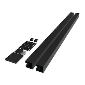 3 in. x 3 in. x 70.685 in. Mixed Materials Matte Black End Fence Post with Surface Mount Kit