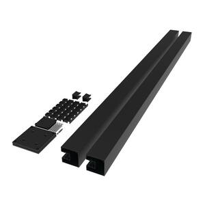 3 in. x 3 in. x 70 in. Mixed Materials Matte Black Fence End Post with Surface Mount Kit