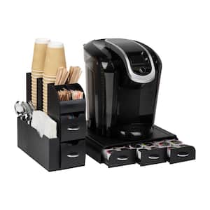 Single Serve Coffee Pod Drawer and Cup Condiment Set, 5.35 in. L x 11.25 in. W x 11.15 in. H, 2 pcs., Black