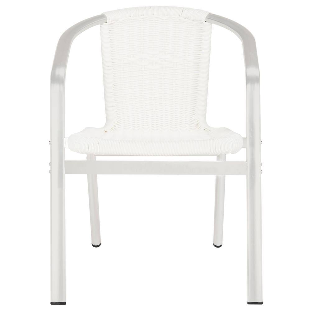 Chic White Transitional Wicker and Aluminum Arm Chair (Set of 2)