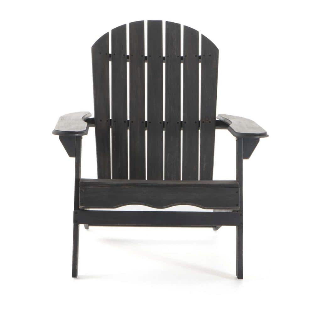 Tunearary 35.75 in. W Outdoor Acacia Wood Adirondack Chair in Dark Gray ...