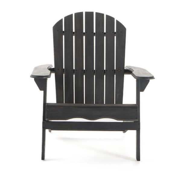 Tunearary 35.75 in. W Outdoor Acacia Wood Adirondack Chair in Dark Gray ...