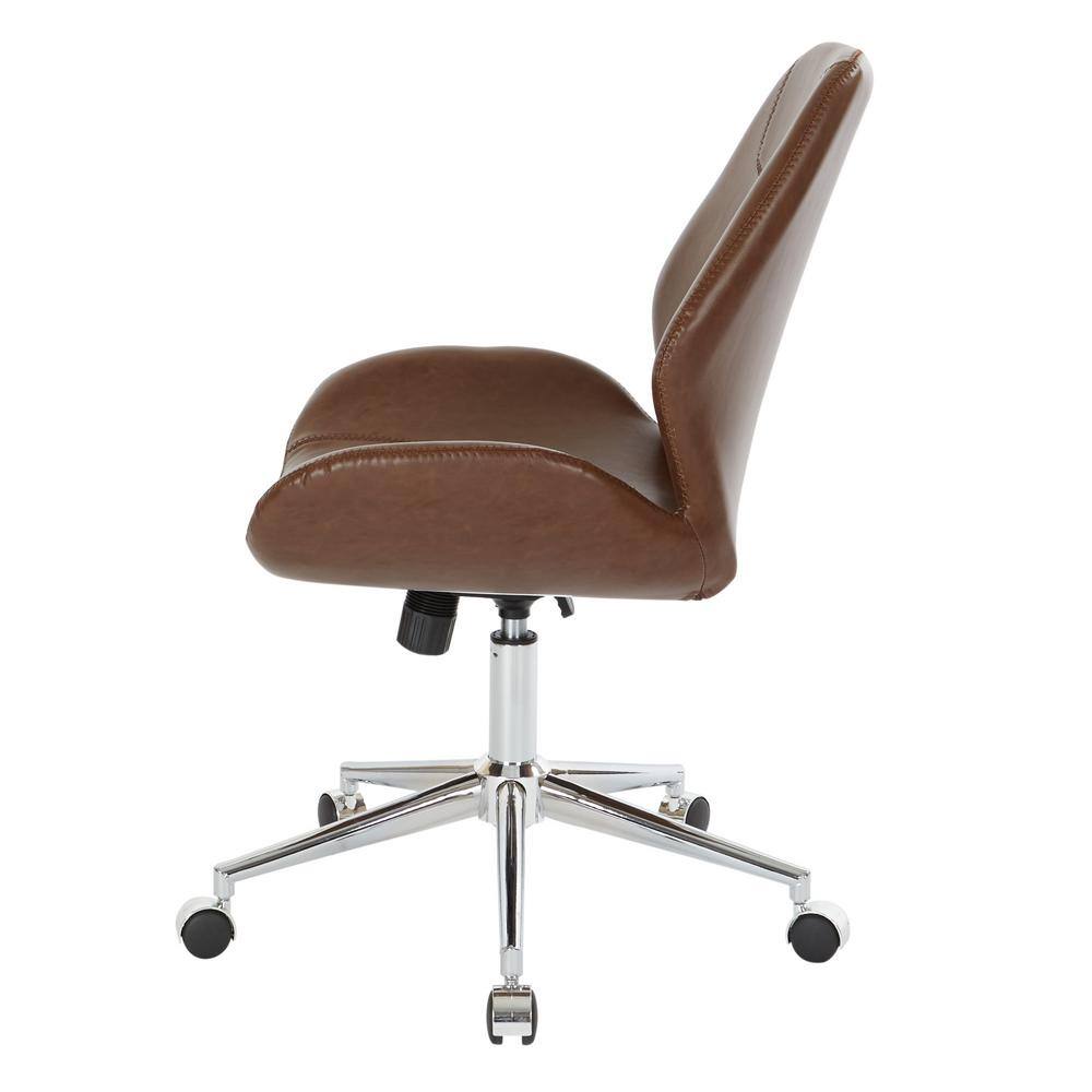 Chatsworth Swivel Executive Office Chair in Saddle Brown Faux Leather