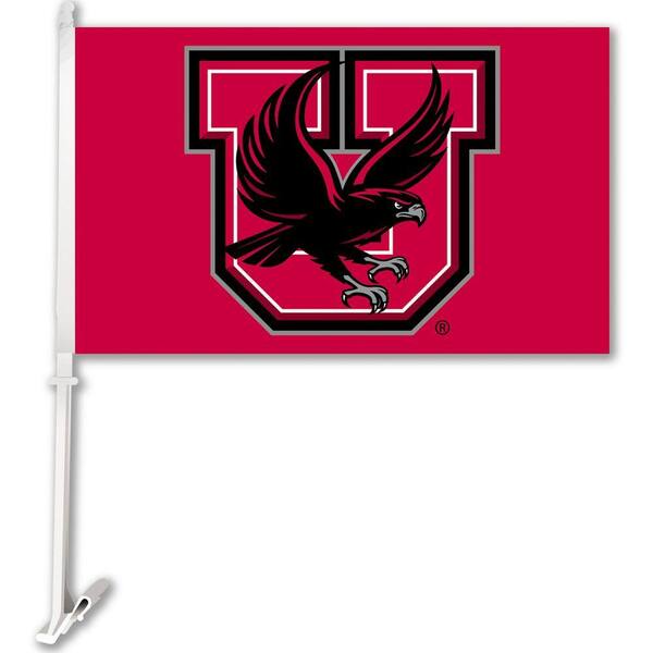 BSI Products NCAA 11 in. x 18 in. Utah 2-Sided Car Flag with 1-1/2 ft. Plastic Flagpole (Set of 2)